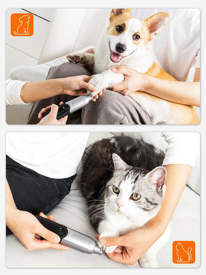 Ultimate Dog Nail Grinder with LED Light - 2-Speed Rechargeable Electric Trimmer for Painless Grooming of All Dog and Cat Sizes