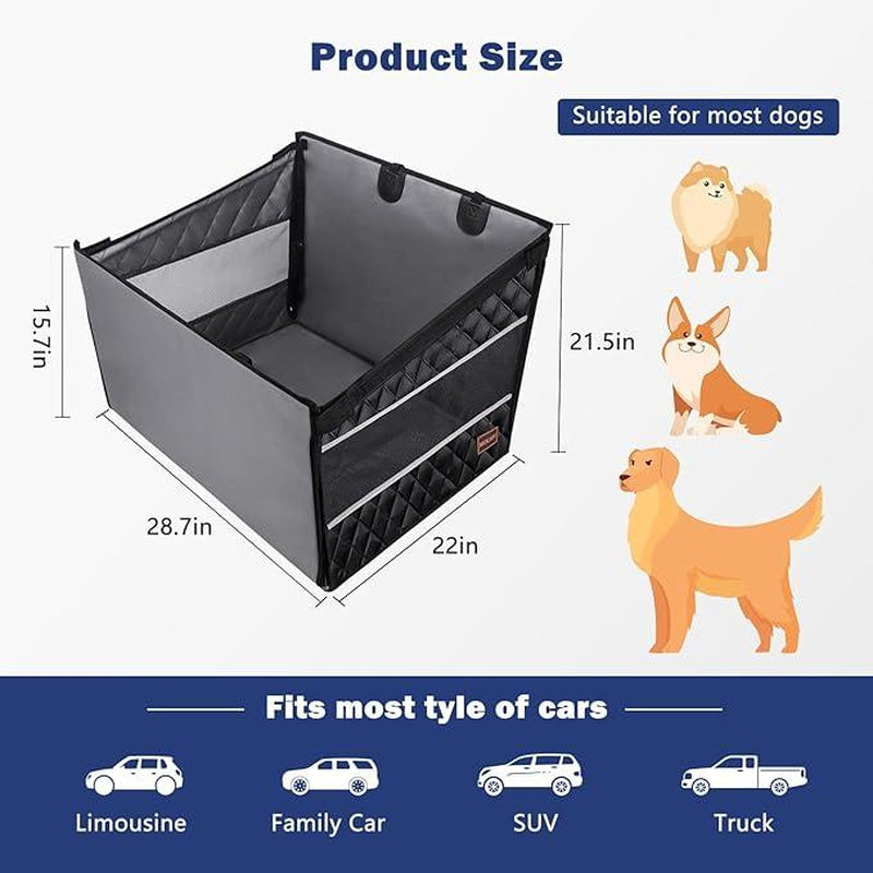 MIXJOY Waterproof Dog Car Seat Cover for Large & Medium Dogs - Breathable, Durable, with Storage Pocket for SUV/Truck Travel