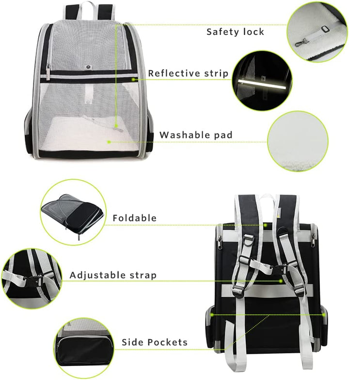 Stylish Black Bubble Backpack Pet Carrier for Cats and Dogs - Perfect for Travel!
