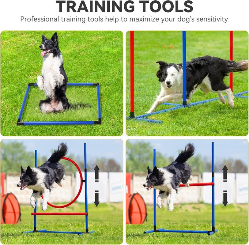 YITAHOME Ultimate Dog Agility Training Set: Flirt Pole, Flying Discs, Agility Tunnel, Jumps, Weave Poles & Pause Box for Indoor & Outdoor Fun!