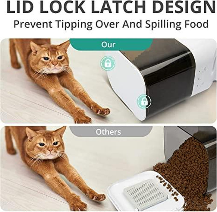 Fluffydream 4L Automatic Cat Feeder - APP Controlled, Voice Recorder, Wi-Fi Enabled, Stainless Steel Bowl, Pet Lock Safe, Dual Power - Perfect for Your Furry Friend!