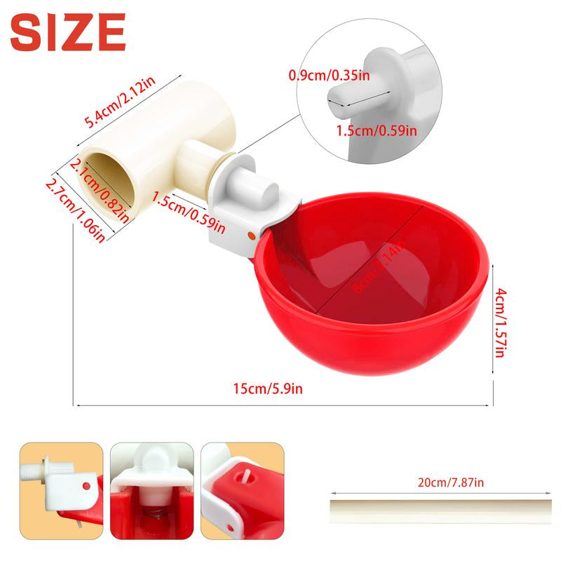 Ultimate Automatic Chicken Watering System - Complete DIY Kit with Water Cups, Feeder, and PVC Tee Pipe for Chickens, Ducks, and Quails