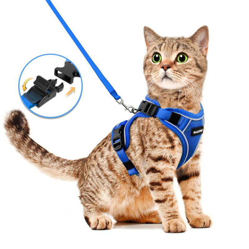Escape-Proof Adjustable Cat Harness & Leash Set - Breathable Mesh for Safe Outdoor Adventures