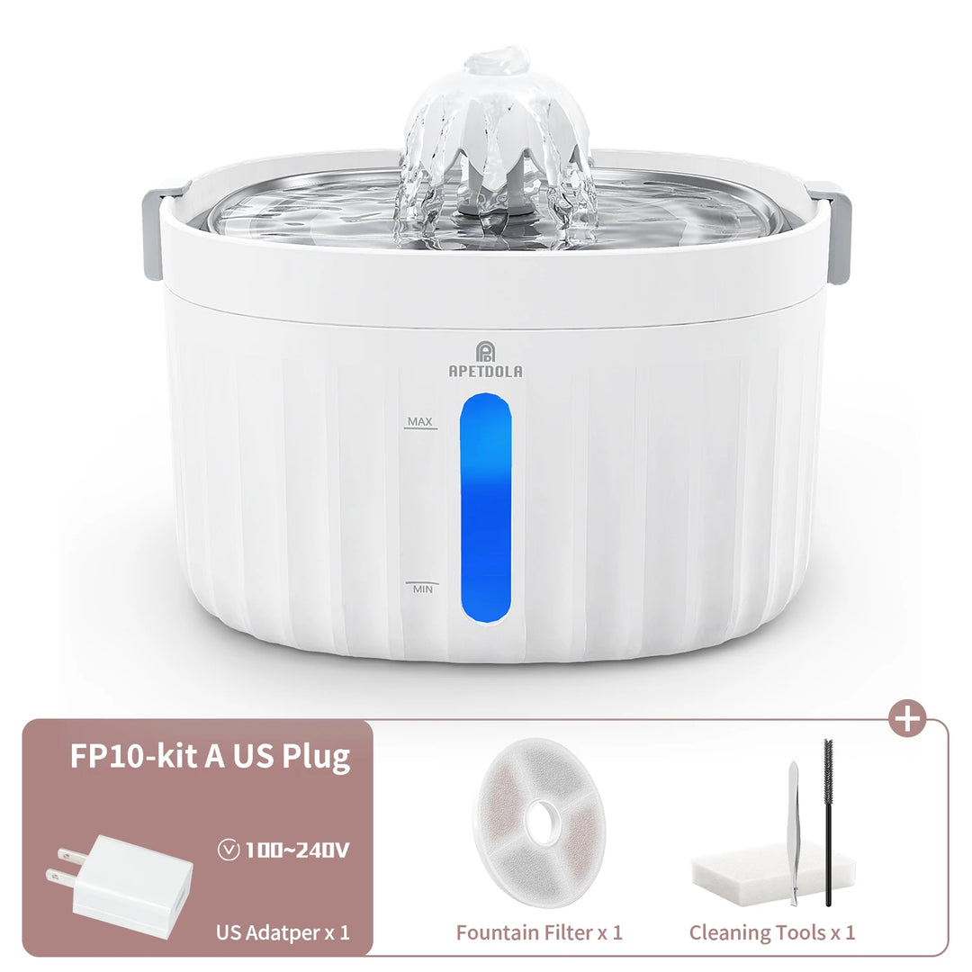 Automatic Cat Water Fountain - Stainless Steel Pet Water Dispenser with 6-Level Filtration System for Cats and Dogs