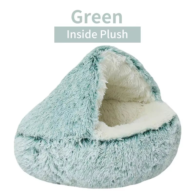 Cozy 2-in-1 Winter Plush Cat Bed & Sleep Bag - Ideal Nest for Cats and Small Dogs