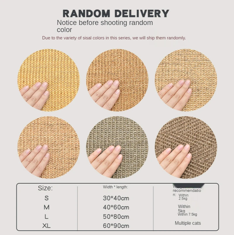 Premium Sisal Cat Scratcher Mat - Nail Sharpening Board for Cats, Furniture Protector for Chairs, Tables & Sofas