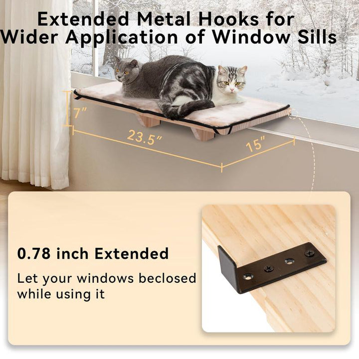 Ultimate Cozy Cat Hammock - Luxurious Window Seat for Large Cats with Soft Mat & Sturdy Wood Base - Perfect for Any Space!