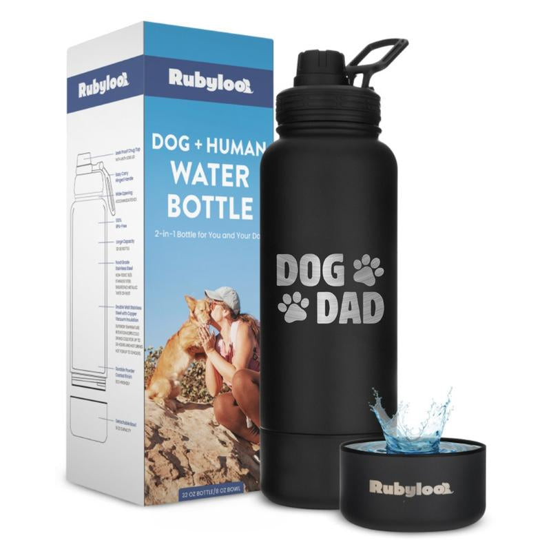 Ultimate Dog Water Bottle - 32 Oz Insulated Stainless Steel with 8 Oz Detachable Bowl - Perfect Gift for Dog Lovers!