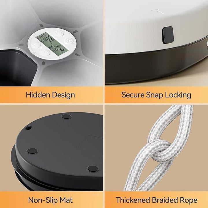 Ubpet Automatic Cat Feeder for Wet & Dry Food, 5-Meal Digital Dispenser with Semiconductor Cooling, 3 Cooling Modes, 24-Hour Freshness, Timed Feeding