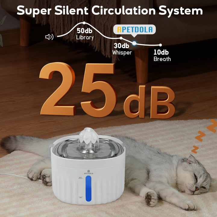 Automatic Cat Water Fountain - Stainless Steel Pet Water Dispenser with 6-Level Filtration System for Cats and Dogs