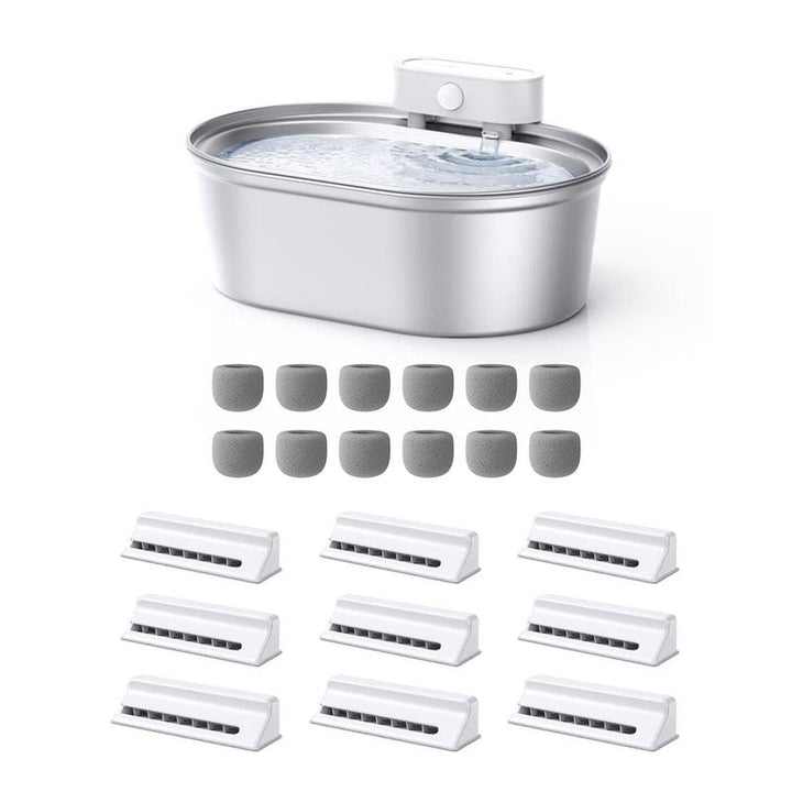 Uahpet Cordless Stainless Steel Cat Water Fountain - 67Oz/2L Easy-Clean Wireless Pet Water Dispenser