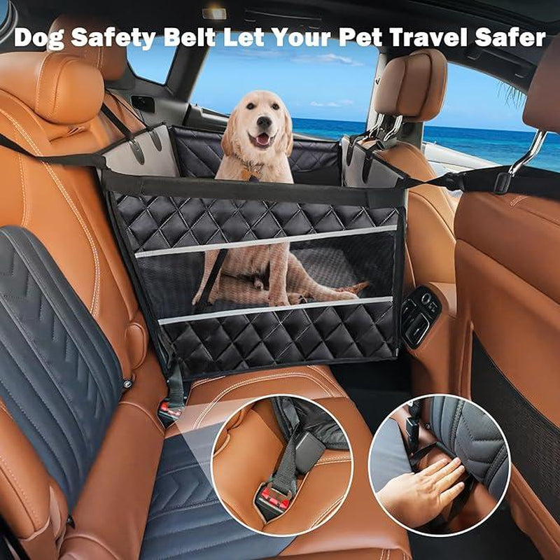 MIXJOY Waterproof Dog Car Seat Cover for Large & Medium Dogs - Breathable, Durable, with Storage Pocket for SUV/Truck Travel