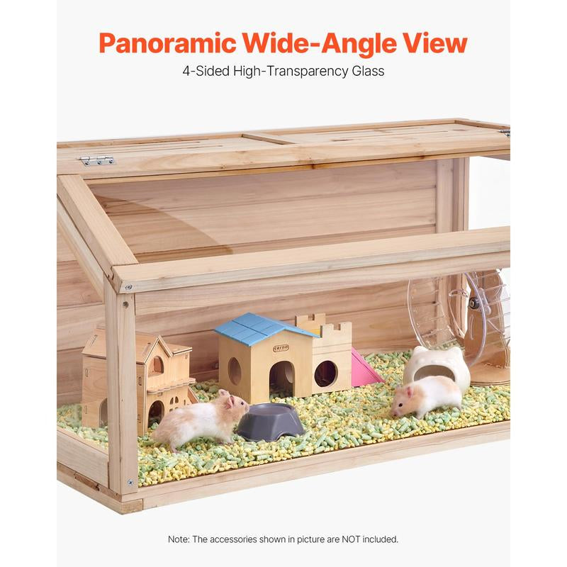 Spacious VEVOR Wooden Hamster Cage Habitat - 32" Clear Cage for Mice & Small Rodents