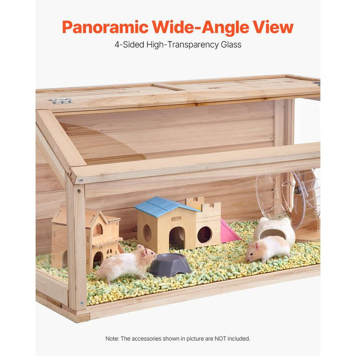 Spacious VEVOR Wooden Hamster Cage Habitat - 32" Clear Cage for Mice & Small Rodents