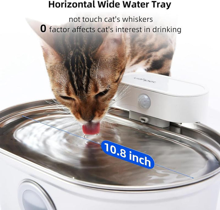 Uahpet Cordless Stainless Steel Cat Water Fountain - 67Oz/2L Easy-Clean Wireless Pet Water Dispenser
