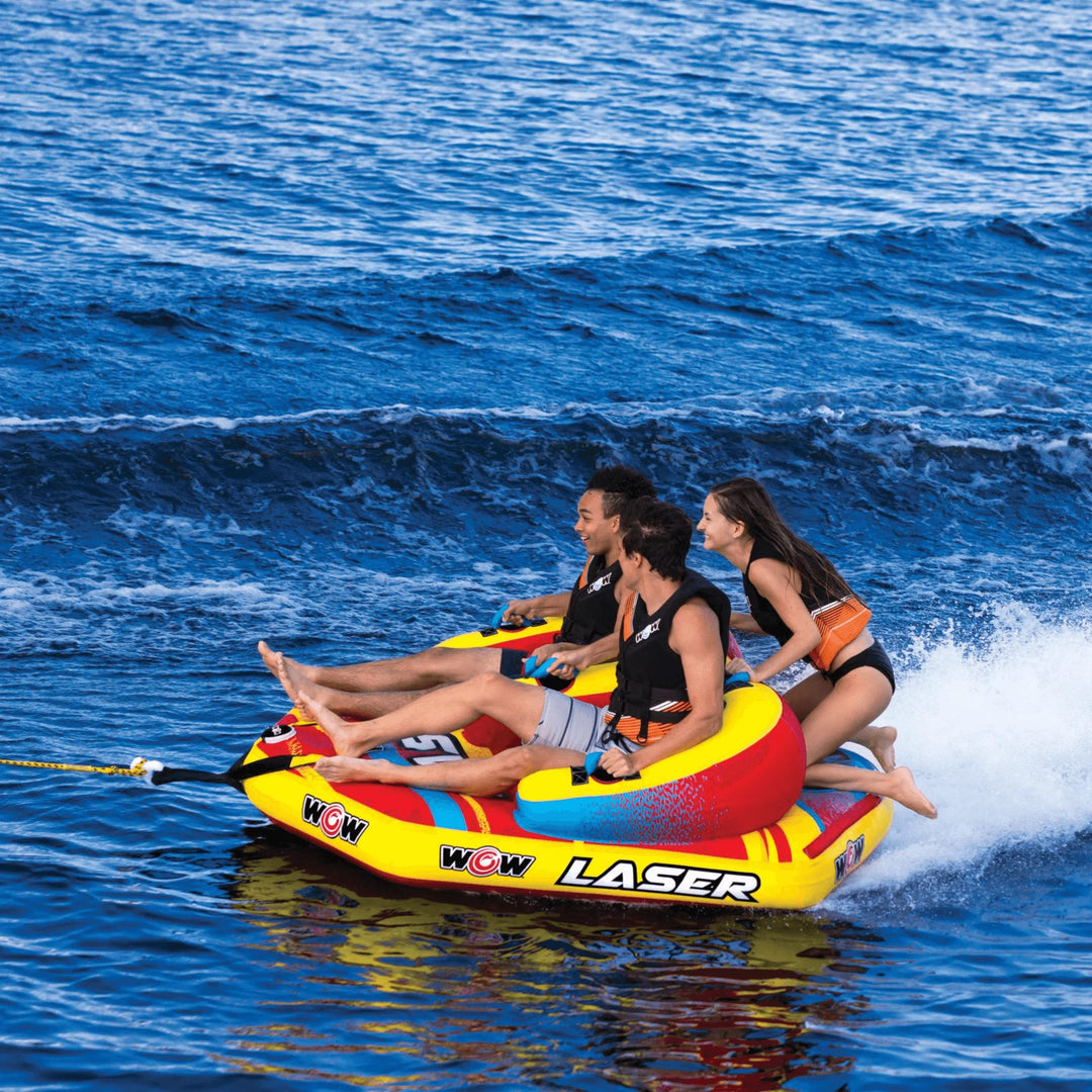 Experience Thrills with the WOW Watersports Laser 3-Person Towable – Perfect for Sitting and Kneeling Fun!
