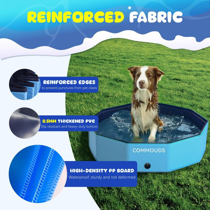 COMMOUDS Multi-Purpose Foldable Pool - Sturdy & Portable for Dogs, Kids, Backyard Play