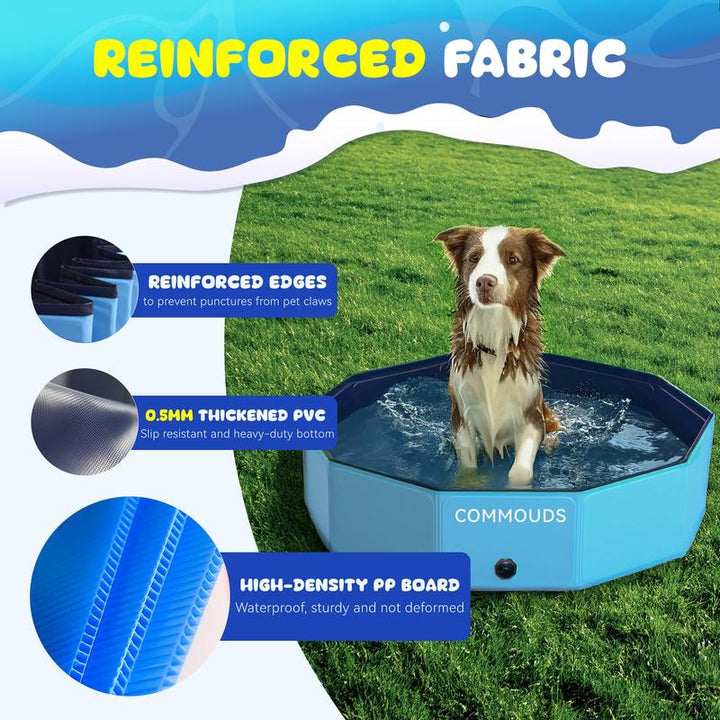 COMMOUDS Multi-Purpose Foldable Pool - Sturdy & Portable for Dogs, Kids, Backyard Play