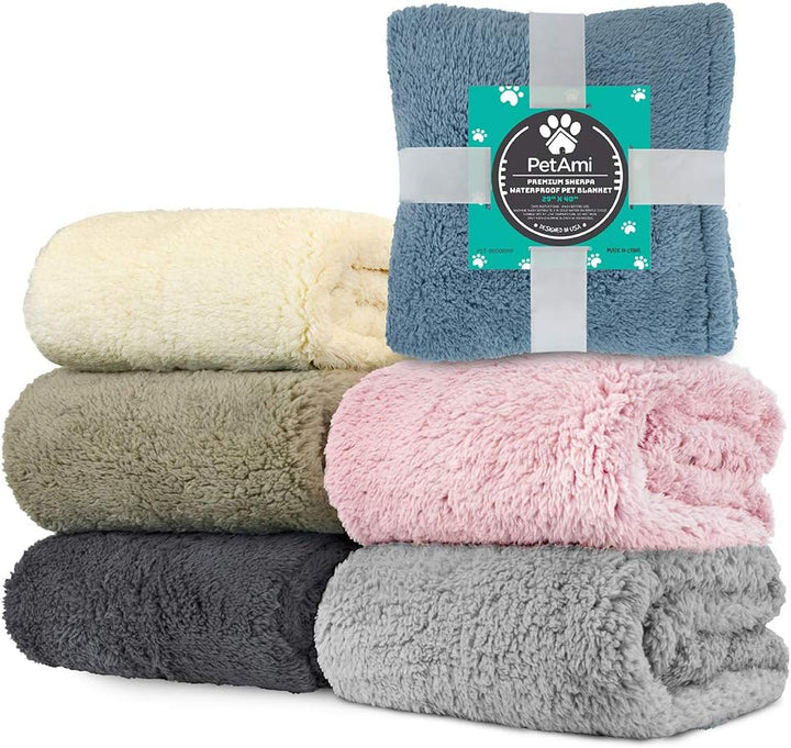 Fluffy Waterproof Dog Blanket - Soft & Warm Sherpa Throw for Small to Medium Pets, Reversible Couch Cover & Bed Protector, Washable Plush Pad (Pink Blush, 24X32)