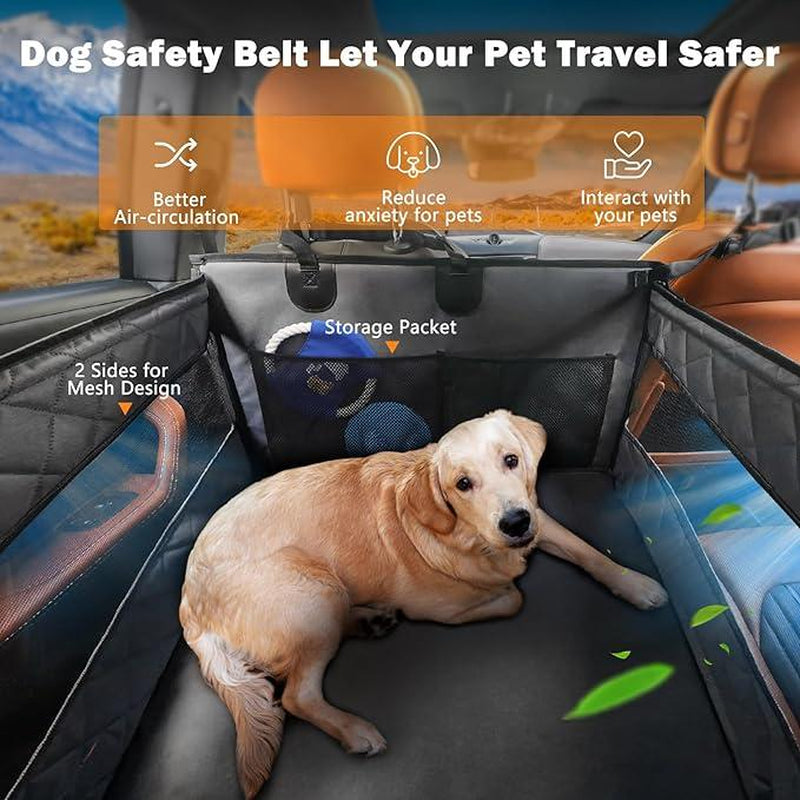 MIXJOY Waterproof Dog Car Seat Cover for Large & Medium Dogs - Breathable, Durable, with Storage Pocket for SUV/Truck Travel