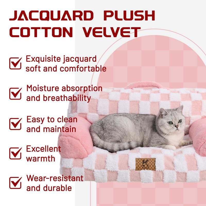 Luxurious Orthopedic Portable Pet Sofa - Stylish Jacquard Brushed Polyester & Anti-Slip Design