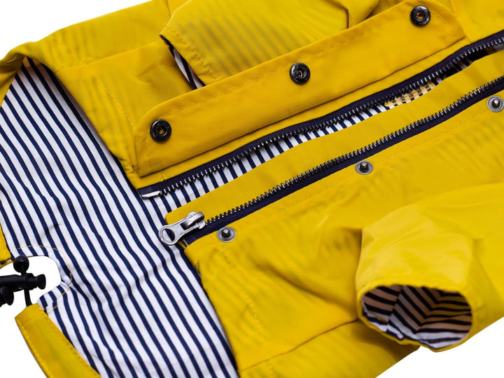 Premium Stylish Dog Raincoat - Water Resistant, Reflective Buttons, Pockets & Adjustable Hood - Available in XXS to XXL (Yellow, Medium)