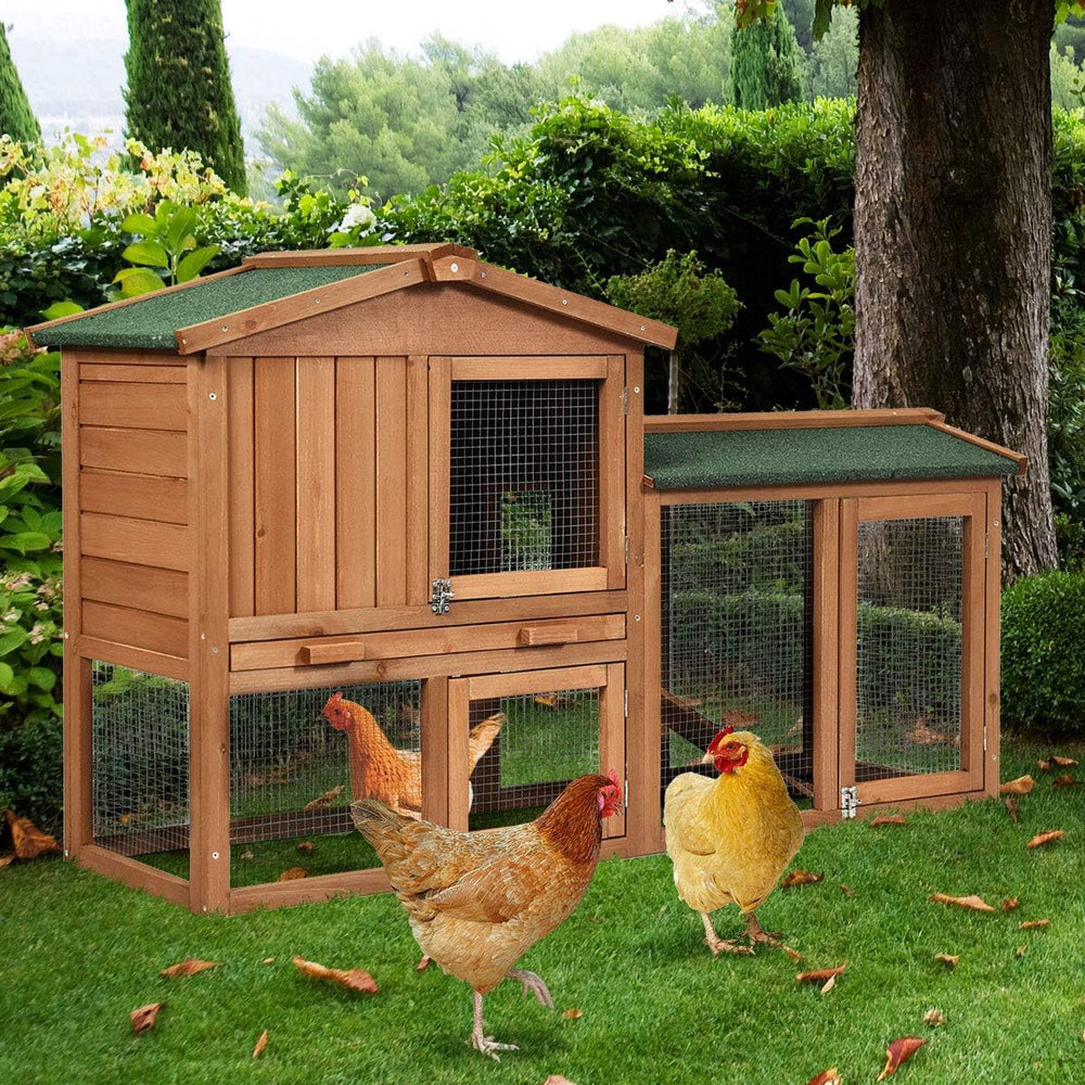 Spacious 58-Inch Rabbit Hutch for Indoor & Outdoor Use - Versatile Bunny Cage with Removable Tray, Ramp, and Waterproof Roof for Rabbits, Chickens, and Guinea Pigs