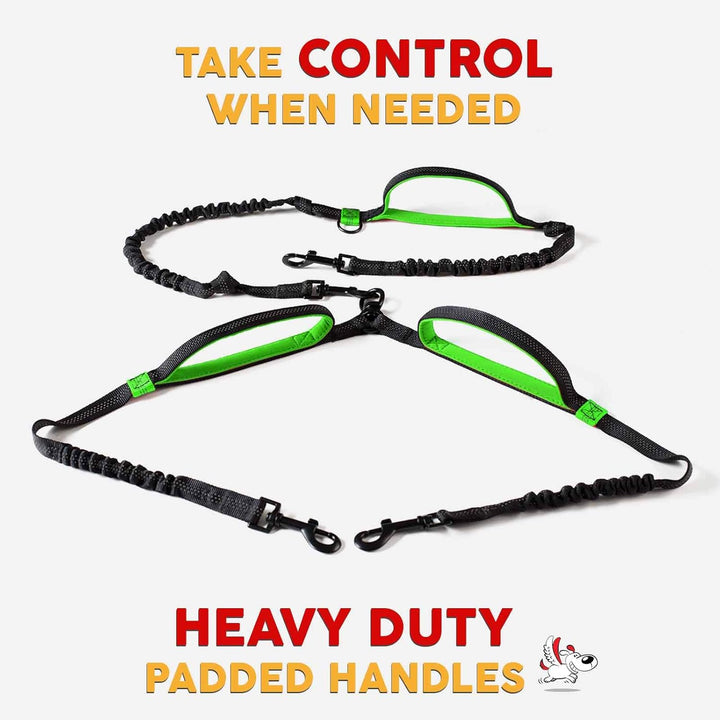 Ultimate Hands-Free Leash for Two Medium Dogs – Perfect for Active Lifestyles – Comfortable, Durable & Ideal for Running, Walking & Hiking – Premium Dual Waist Lead with Bungee – Essential Dog Gear