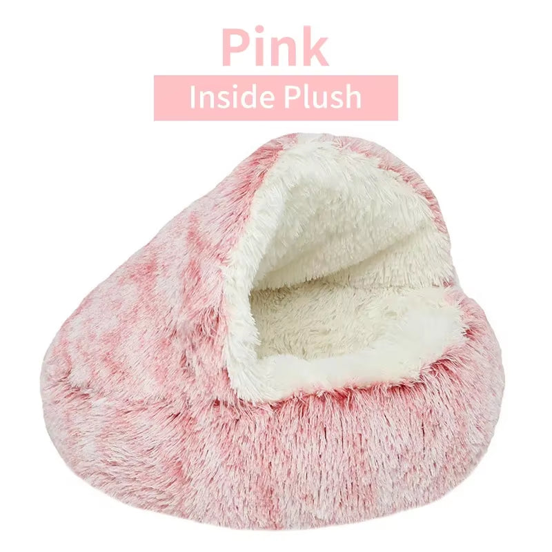 Cozy 2-in-1 Winter Plush Cat Bed & Sleep Bag - Ideal Nest for Cats and Small Dogs