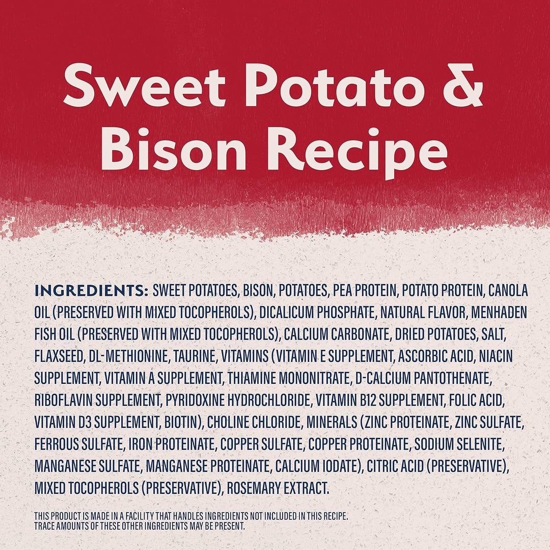 Premium Grain-Free Dry Dog Food with Sweet Potato & Bision - Limited Ingredient Formula, 4 lb Pack
