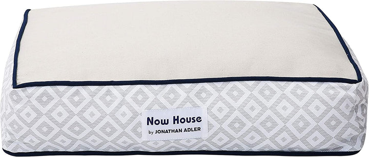 Stylish Grey Diamond Small Dog Bed - Machine Washable Cotton/Poly Blend, 17x22x5 Inches