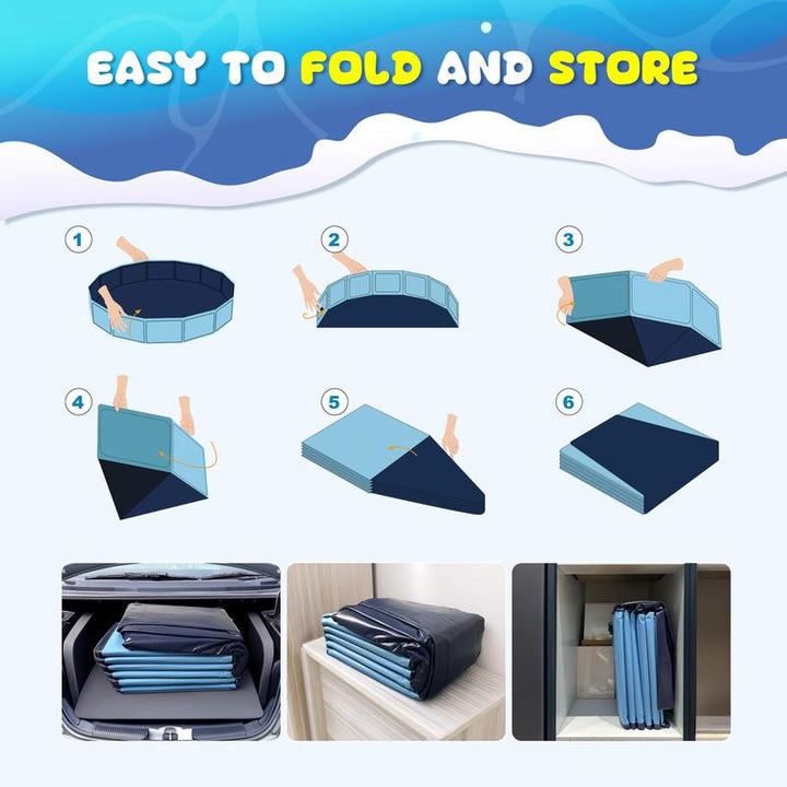 COMMOUDS Multi-Purpose Foldable Pool - Sturdy & Portable for Dogs, Kids, Backyard Play