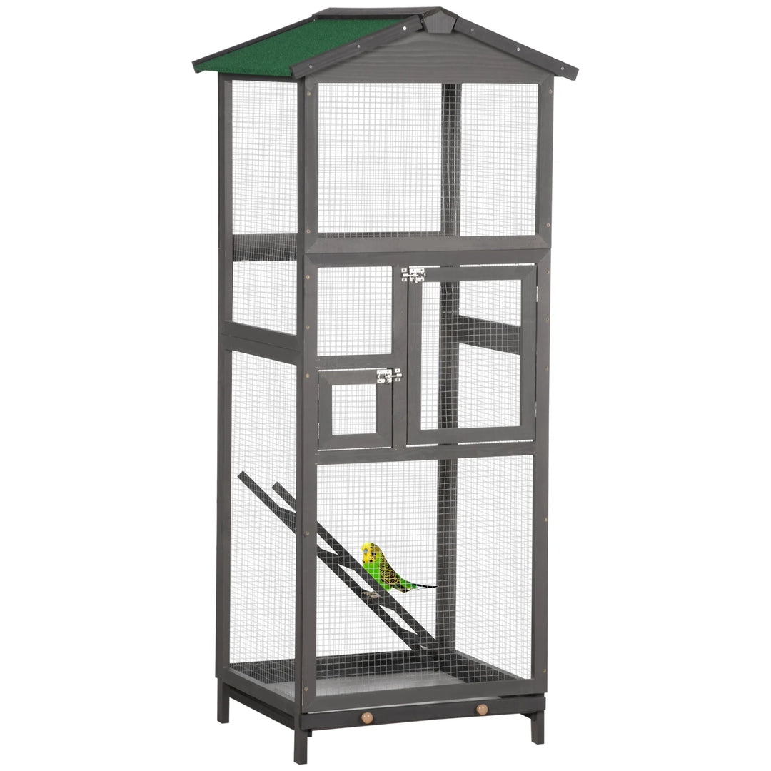 Spacious 65" Wooden Outdoor Bird Aviary with Tray for Finches and More