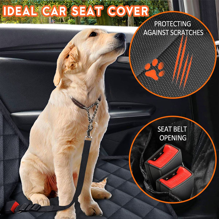 Ultimate Waterproof Dog Car Seat Cover - Non-Slip Protection for Back Seats of Cars, Trucks & SUVs - Fits Middle Armrest - Stylish Black Design