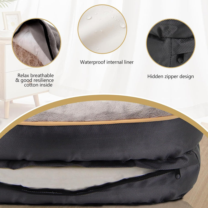 Deluxe Orthopedic Memory Foam Dog Bed with Removable Washable Cover & Free Squeaker Toy