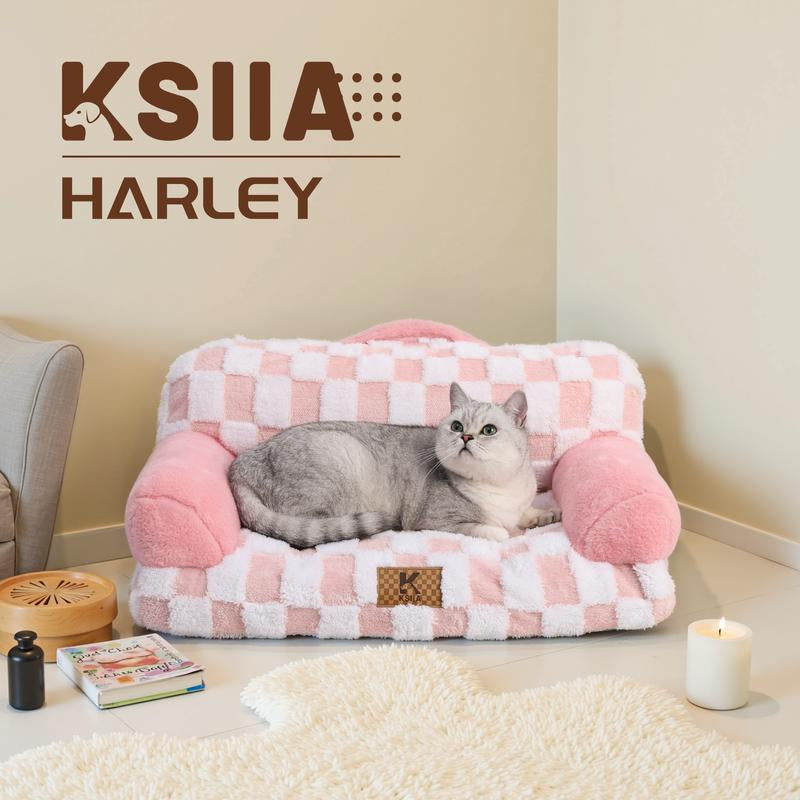 Luxurious Orthopedic Portable Pet Sofa - Stylish Jacquard Brushed Polyester & Anti-Slip Design