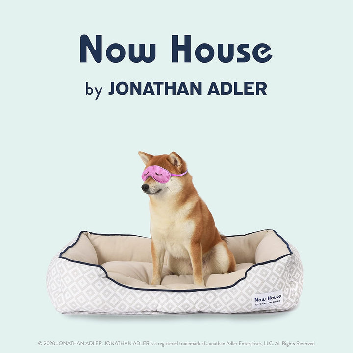 Cozy Grey Diamond Cuddler Dog Bed for Small Pets - Washable Cotton/Poly Blend, Perfect Size 24"L x 19"W x 8"H