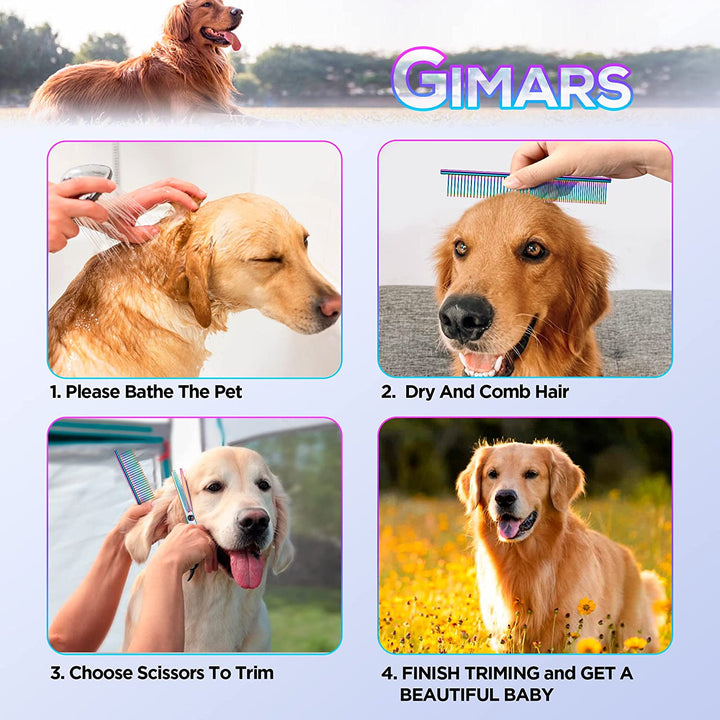 Ultimate 6-in-1 Professional Grooming Scissors for Dogs & Cats - Heavy Duty Titanium Coated with Safety Round Tip