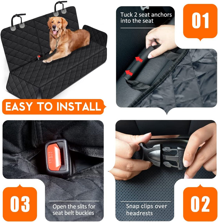 Ultimate Waterproof Dog Car Seat Cover - Non-Slip Protection for Back Seats of Cars, Trucks & SUVs - Fits Middle Armrest - Stylish Black Design