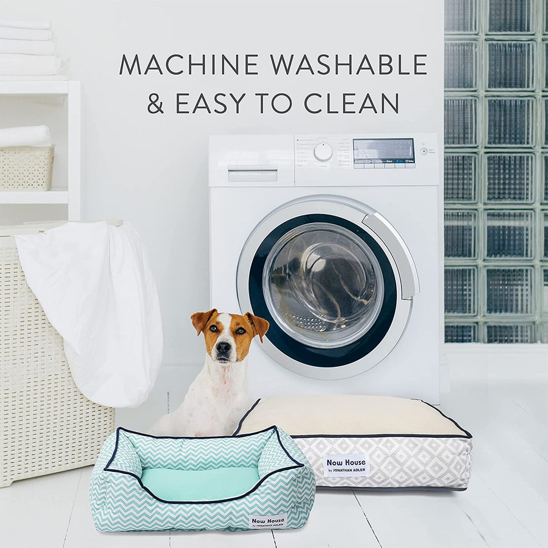 Cozy Grey Diamond Cuddler Dog Bed for Small Pets - Washable Cotton/Poly Blend, Perfect Size 24"L x 19"W x 8"H