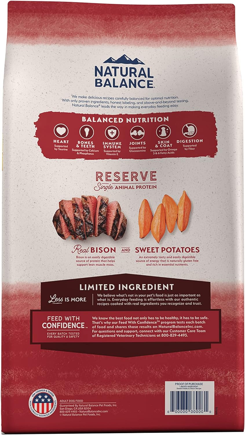Reserve Sweet Potato & Bisson Recipe - Limited Ingredient Grain-Free Dry Dog Food for Adults - 12 lb Bag