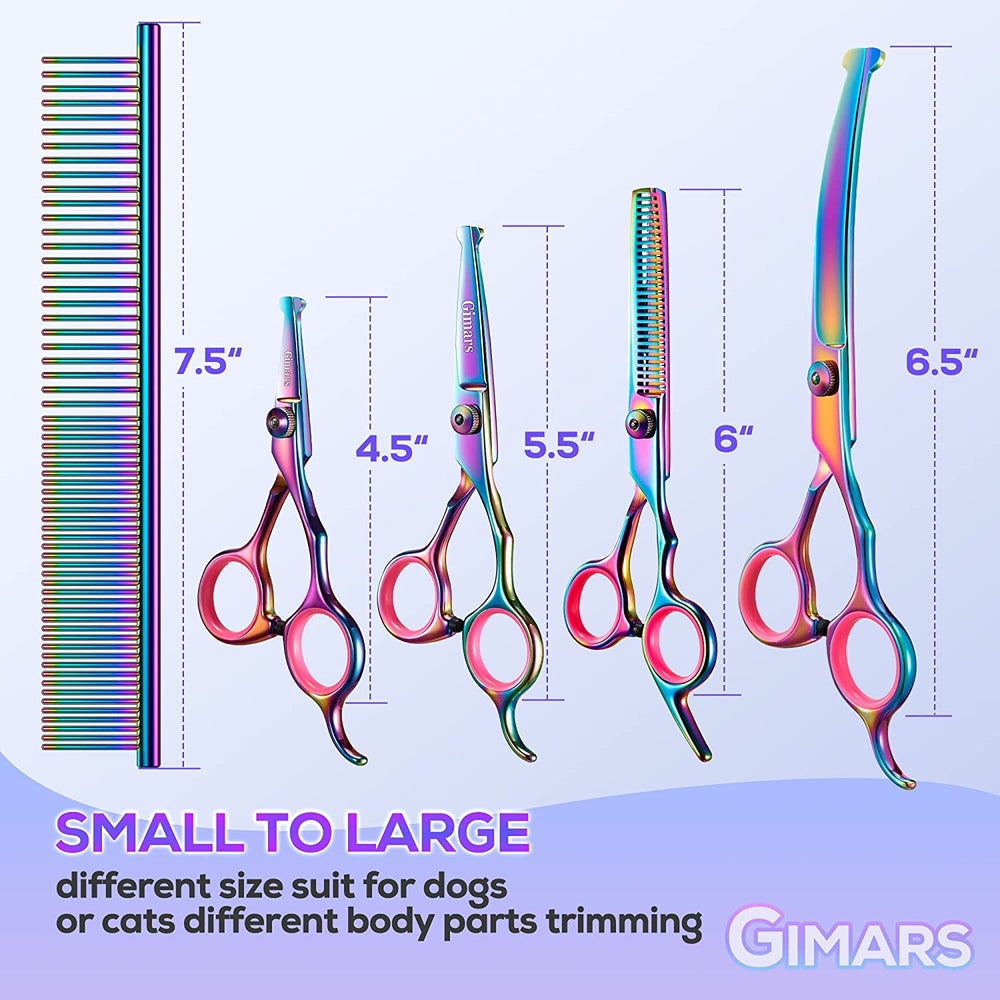 Ultimate 6-in-1 Professional Grooming Scissors for Dogs & Cats - Heavy Duty Titanium Coated with Safety Round Tip