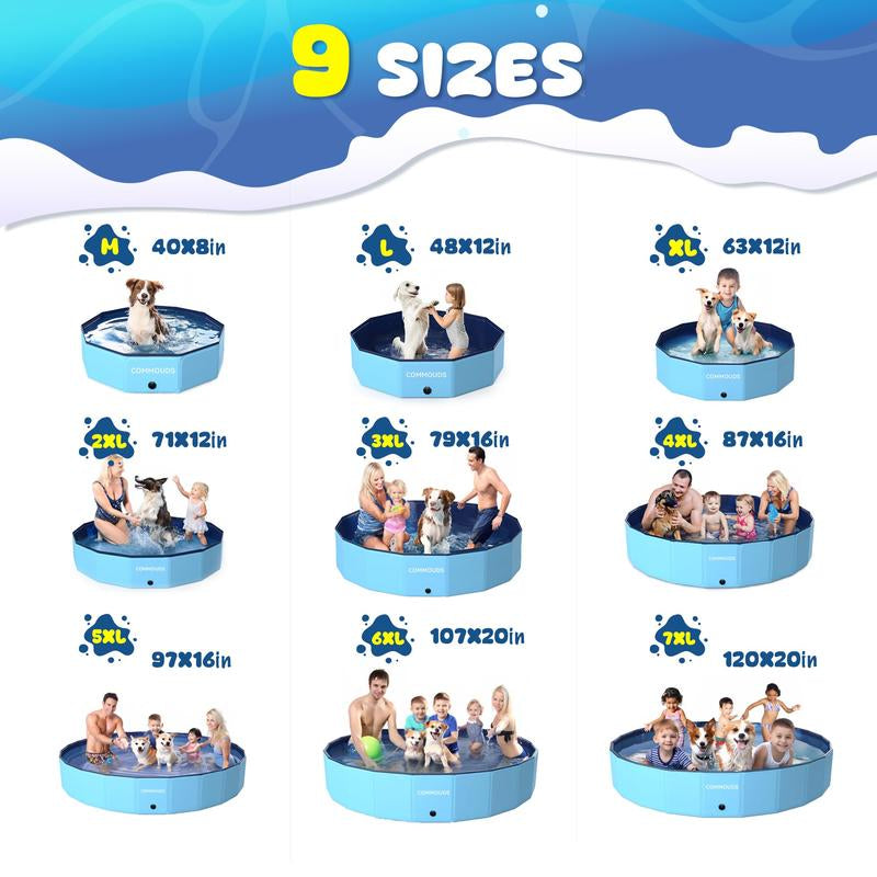 COMMOUDS Multi-Purpose Foldable Pool - Sturdy & Portable for Dogs, Kids, Backyard Play