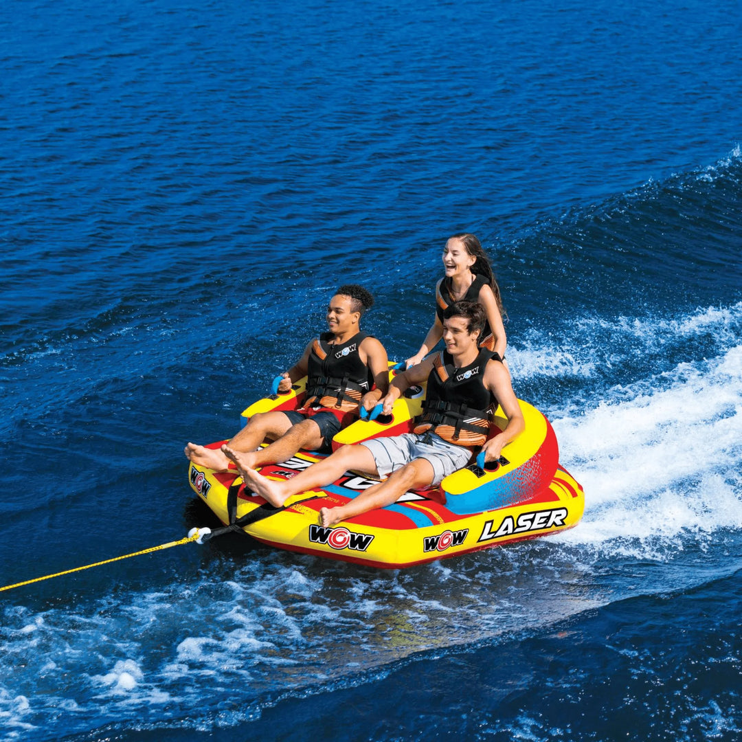 Experience Thrills with the WOW Watersports Laser 3-Person Towable – Perfect for Sitting and Kneeling Fun!