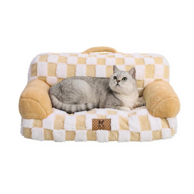 Luxurious Orthopedic Portable Pet Sofa - Stylish Jacquard Brushed Polyester & Anti-Slip Design