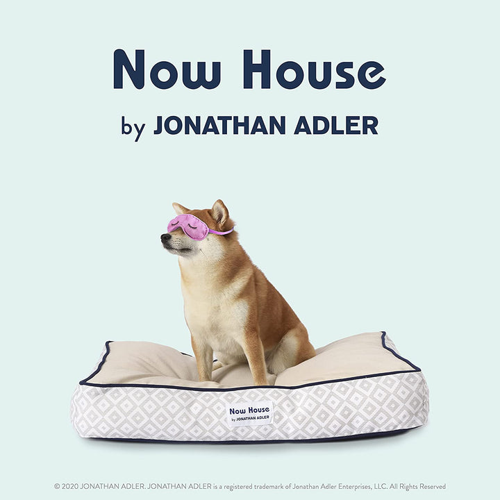 Stylish Grey Diamond Small Dog Bed - Machine Washable Cotton/Poly Blend, 17x22x5 Inches