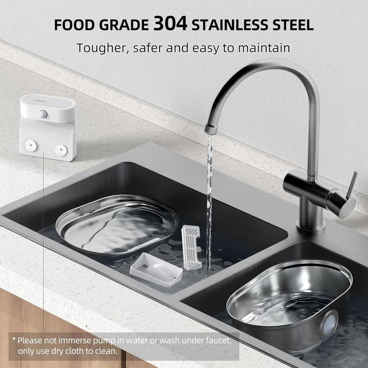 Uahpet Cordless Stainless Steel Cat Water Fountain - 67Oz/2L Easy-Clean Wireless Pet Water Dispenser