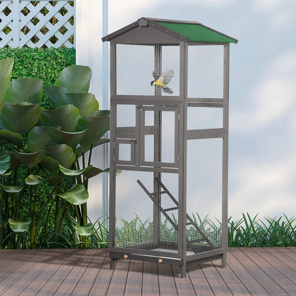 Spacious 65" Wooden Outdoor Bird Aviary with Tray for Finches and More