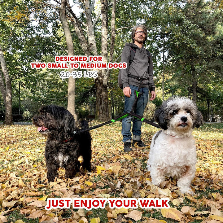 Ultimate Hands-Free Leash for Two Medium Dogs – Perfect for Active Lifestyles – Comfortable, Durable & Ideal for Running, Walking & Hiking – Premium Dual Waist Lead with Bungee – Essential Dog Gear