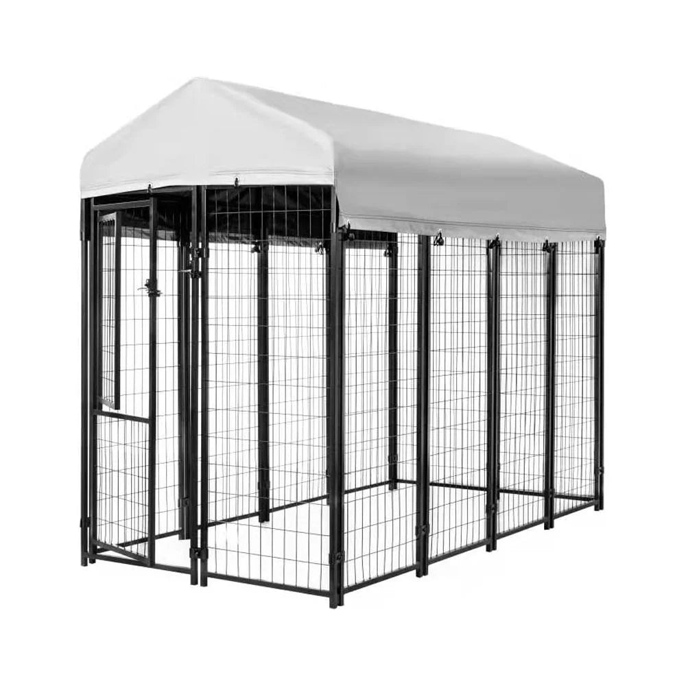 Spacious Black Welded Wire Dog Kennel - 8' x 4' x 6' for Ultimate Pet Comfort and Safety
